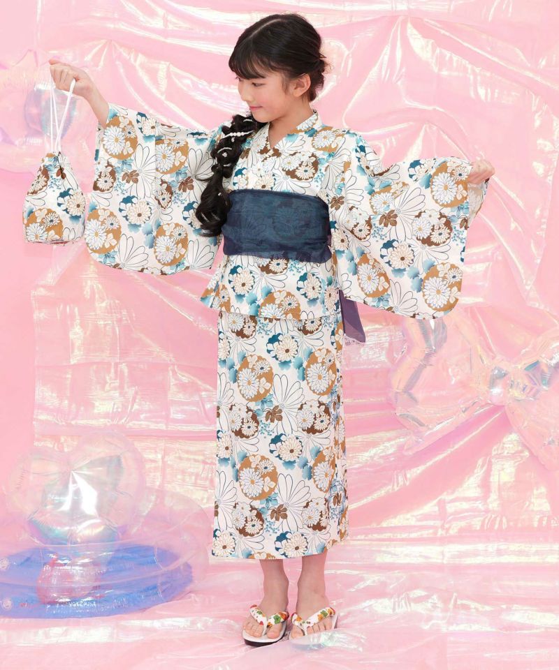 【新作】100浴衣(ピンク)90浴衣(ブルー) 大人顔負けのキッズ浴衣！新柄も登場