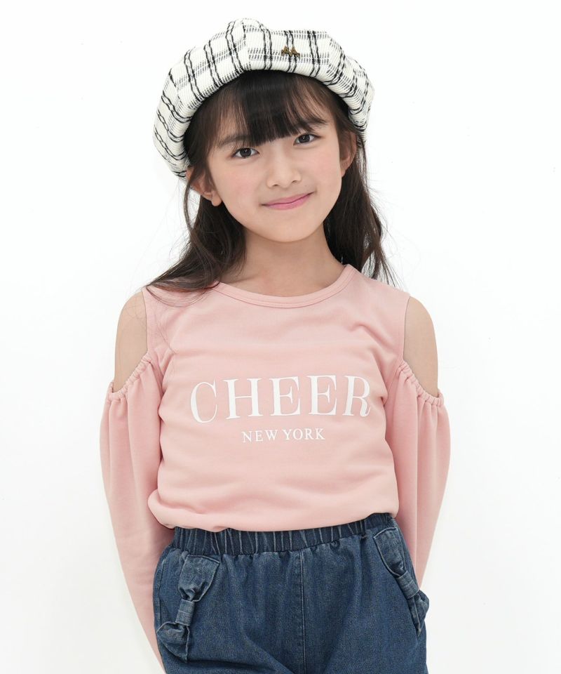 ロゴ入りオフショルトップス